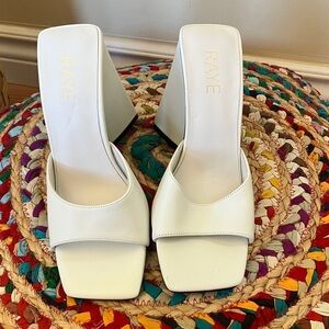NWT RAYE White Mules Slide Heels